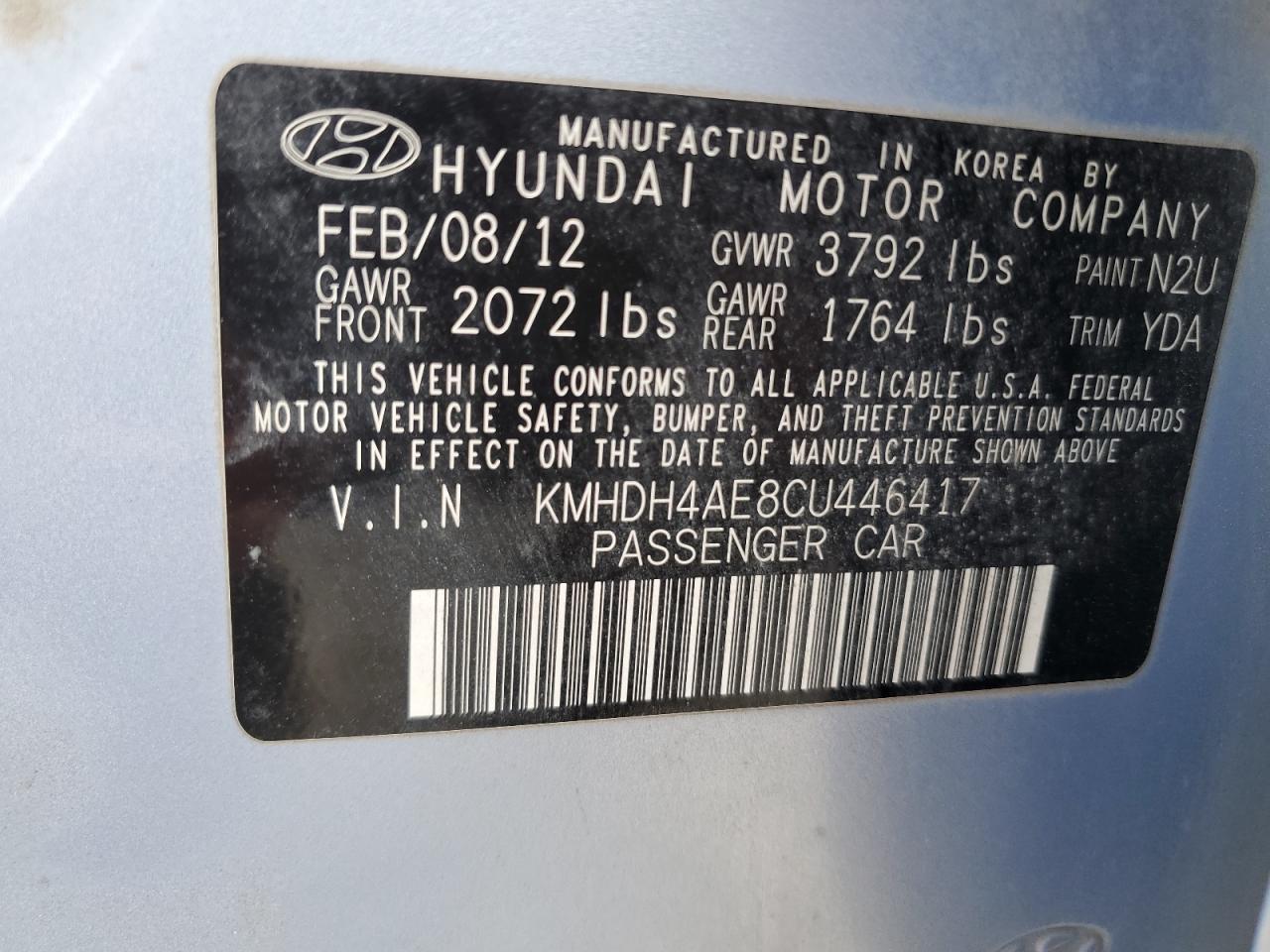 Photo 11 VIN: KMHDH4AE8CU446417 - HYUNDAI ELANTRA 