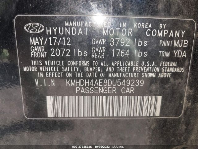 Photo 8 VIN: KMHDH4AE8DU549239 - HYUNDAI ELANTRA 