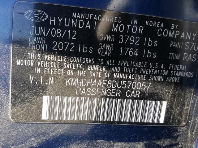 Photo 9 VIN: KMHDH4AE8DU570057 - HYUNDAI ELANTRA GL 