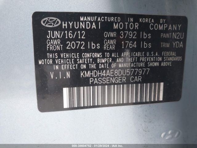 Photo 8 VIN: KMHDH4AE8DU577977 - HYUNDAI ELANTRA 