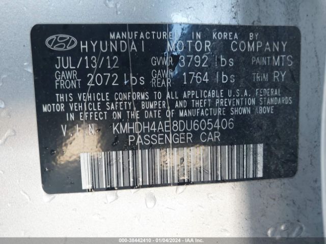 Photo 8 VIN: KMHDH4AE8DU605406 - HYUNDAI ELANTRA 