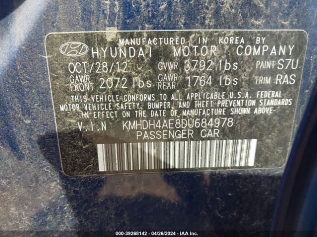 Photo 8 VIN: KMHDH4AE8DU684978 - HYUNDAI ELANTRA 