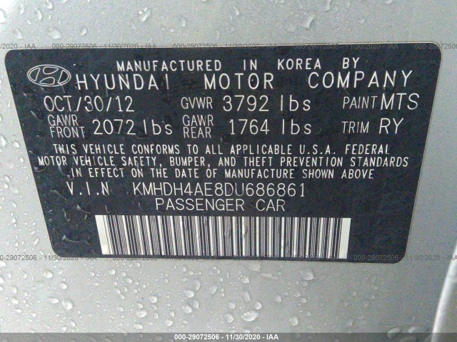 Photo 8 VIN: KMHDH4AE8DU686861 - HYUNDAI ELANTRA 