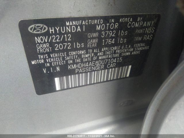 Photo 8 VIN: KMHDH4AE8DU710415 - HYUNDAI ELANTRA 