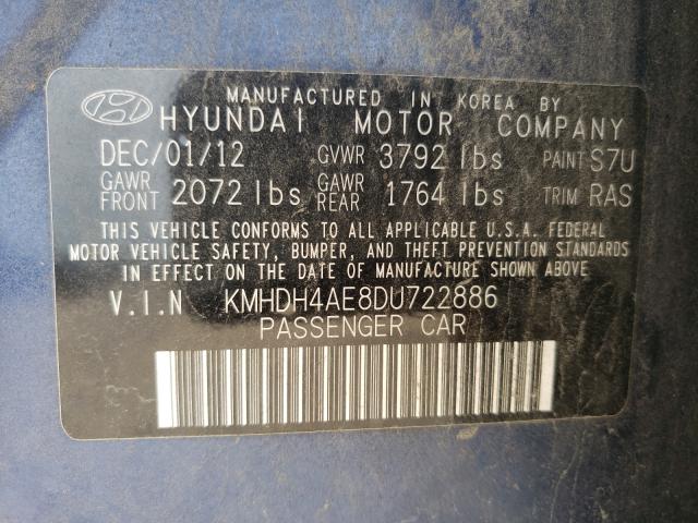 Photo 9 VIN: KMHDH4AE8DU722886 - HYUNDAI ELANTRA GL 