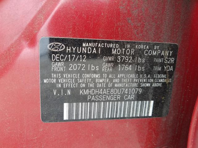 Photo 9 VIN: KMHDH4AE8DU741079 - HYUNDAI ELANTRA GL 