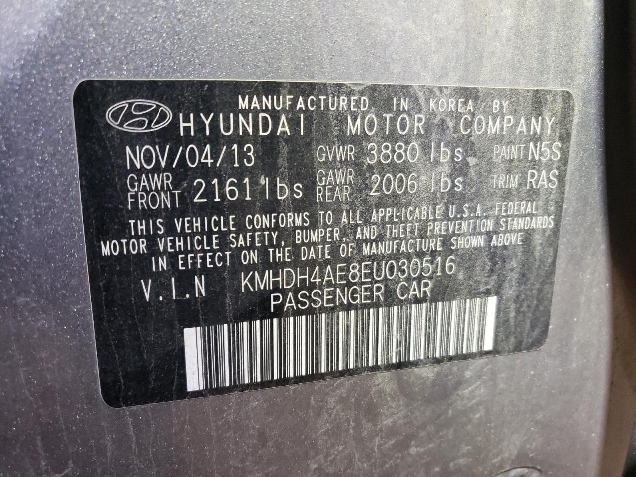 Photo 11 VIN: KMHDH4AE8EU030516 - HYUNDAI ELANTRA 