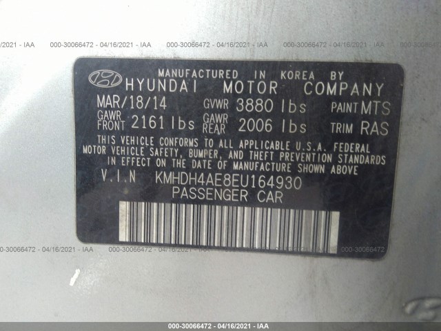 Photo 8 VIN: KMHDH4AE8EU164930 - HYUNDAI ELANTRA 