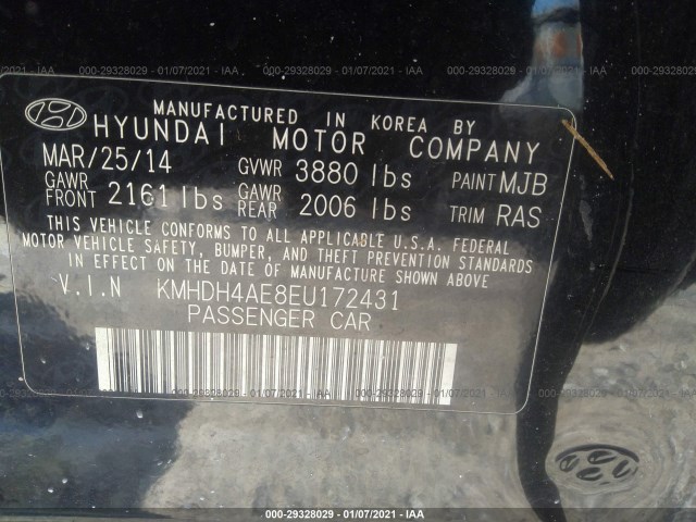 Photo 8 VIN: KMHDH4AE8EU172431 - HYUNDAI ELANTRA 