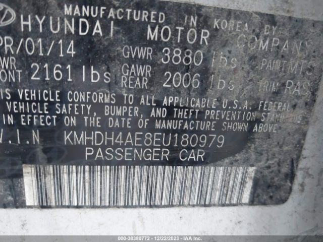 Photo 8 VIN: KMHDH4AE8EU180979 - HYUNDAI ELANTRA 