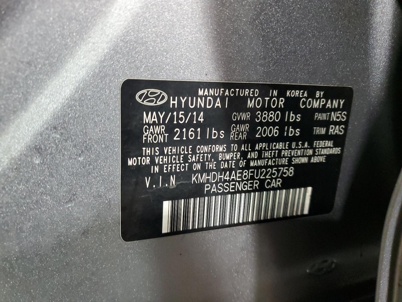 Photo 11 VIN: KMHDH4AE8FU225758 - HYUNDAI ELANTRA 