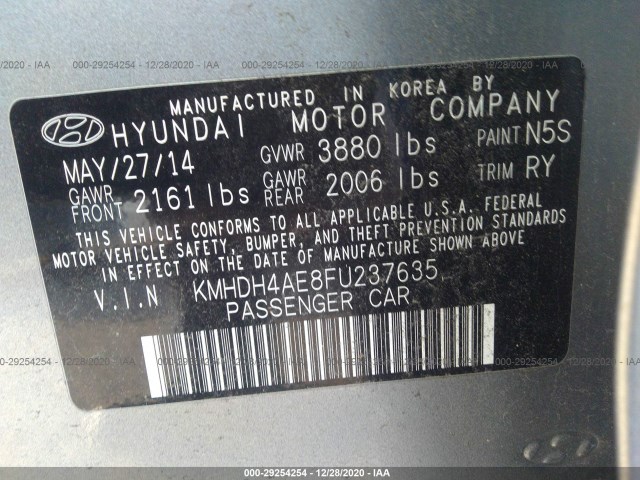 Photo 8 VIN: KMHDH4AE8FU237635 - HYUNDAI ELANTRA 