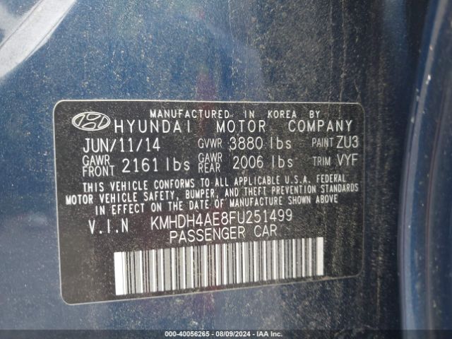 Photo 8 VIN: KMHDH4AE8FU251499 - HYUNDAI ELANTRA 