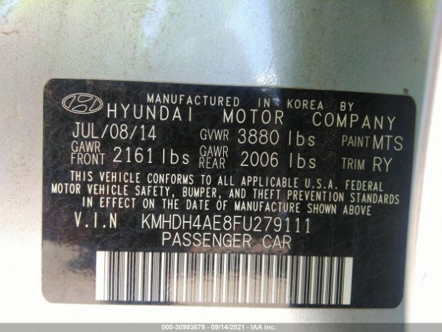 Photo 8 VIN: KMHDH4AE8FU279111 - HYUNDAI ELANTRA 