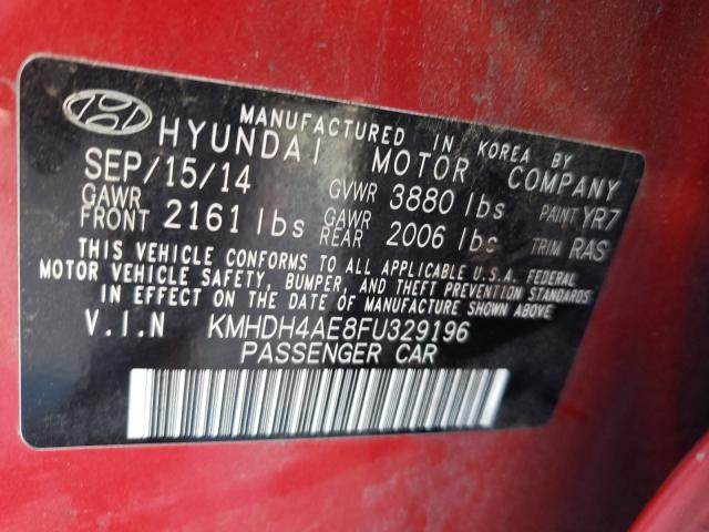 Photo 9 VIN: KMHDH4AE8FU329196 - HYUNDAI ELANTRA SE 