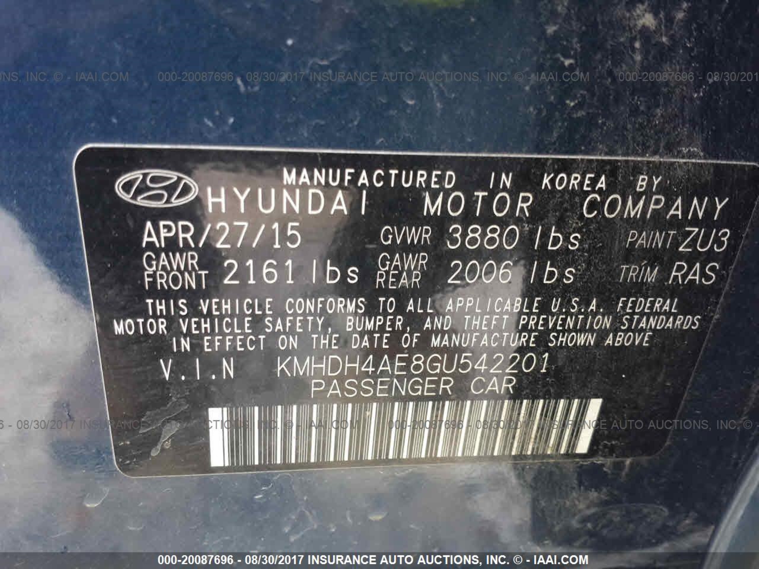 Photo 8 VIN: KMHDH4AE8GU542201 - HYUNDAI ELANTRA 