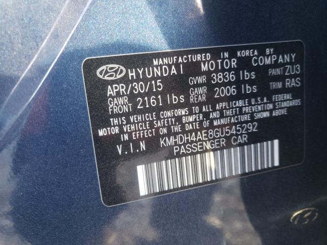 Photo 9 VIN: KMHDH4AE8GU545292 - HYUNDAI ELANTRA SE 