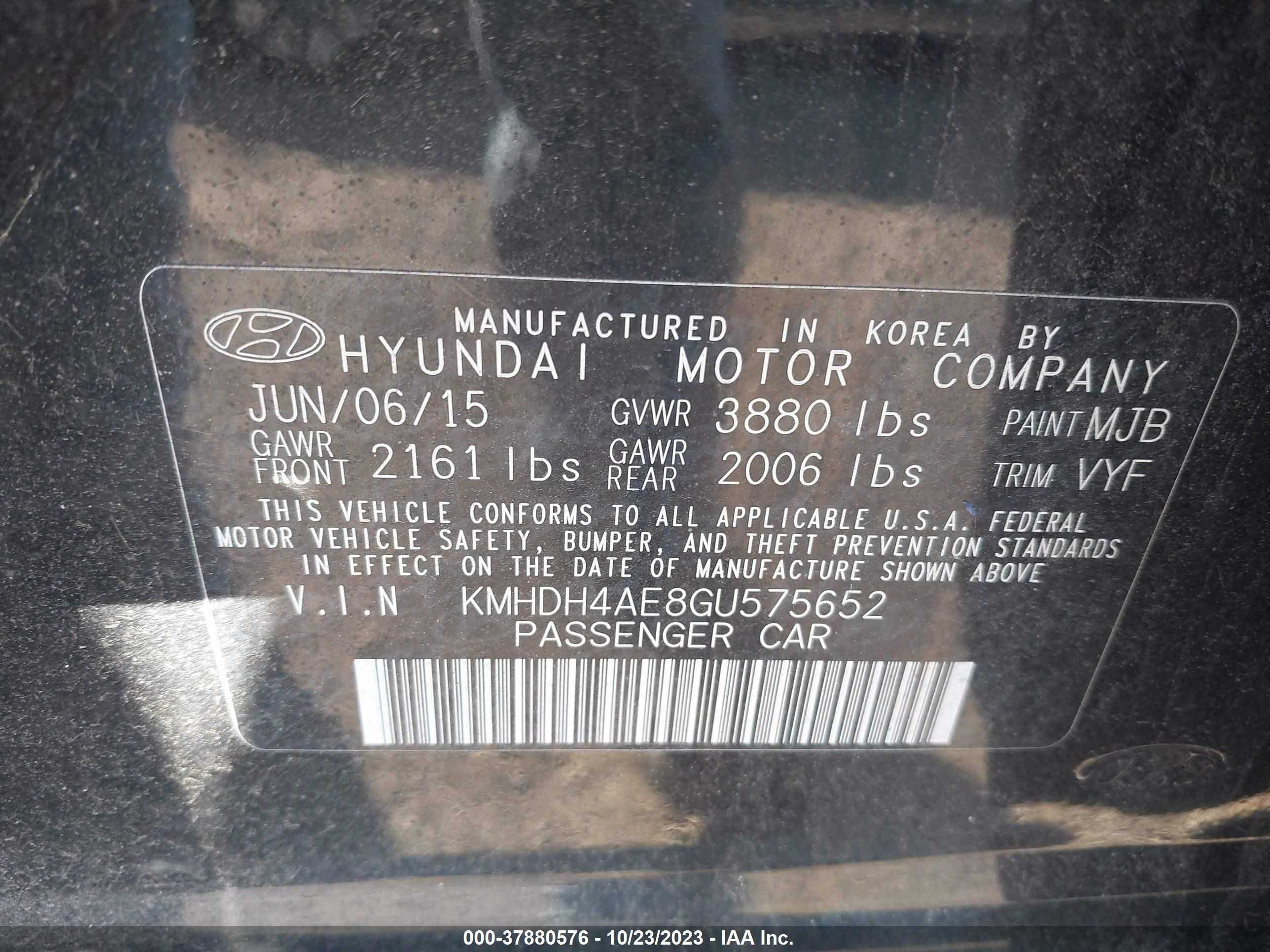 Photo 8 VIN: KMHDH4AE8GU575652 - HYUNDAI ELANTRA 