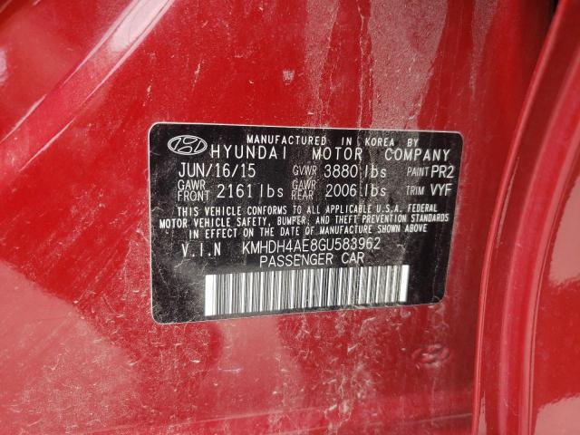 Photo 9 VIN: KMHDH4AE8GU583962 - HYUNDAI ELANTRA 