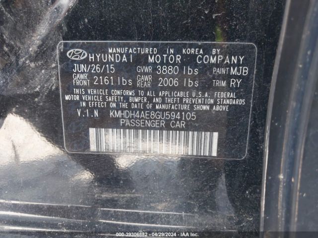 Photo 8 VIN: KMHDH4AE8GU594105 - HYUNDAI ELANTRA 