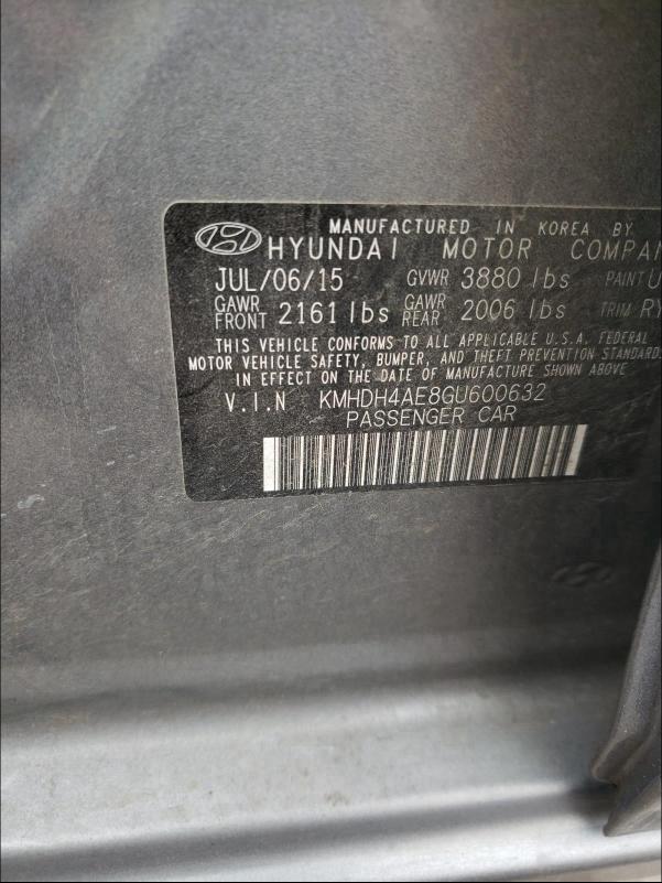 Photo 9 VIN: KMHDH4AE8GU600632 - HYUNDAI ELANTRA SE 