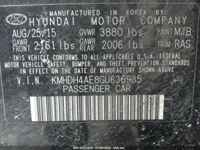 Photo 8 VIN: KMHDH4AE8GU636935 - HYUNDAI ELANTRA 