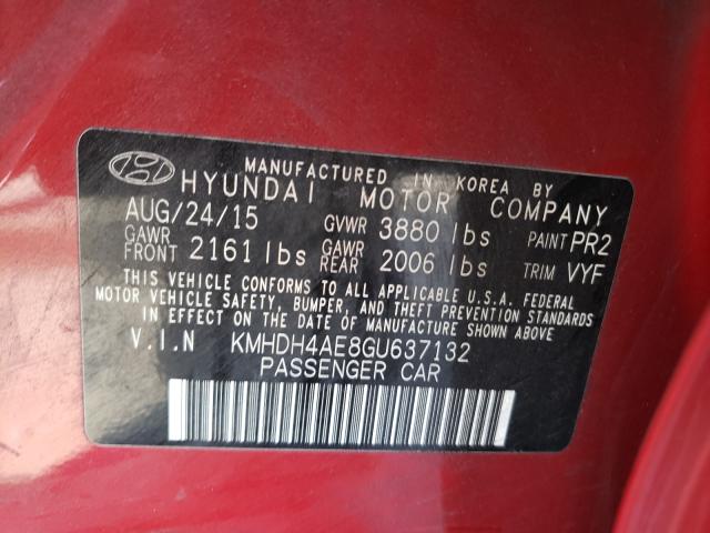 Photo 9 VIN: KMHDH4AE8GU637132 - HYUNDAI ELANTRA 