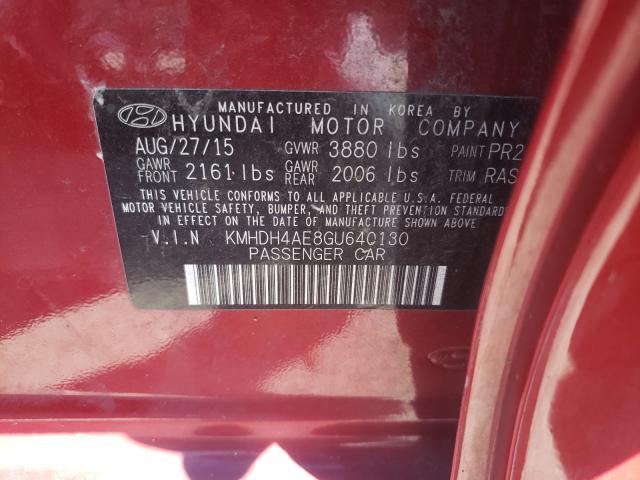 Photo 9 VIN: KMHDH4AE8GU640130 - HYUNDAI ELANTRA SE 