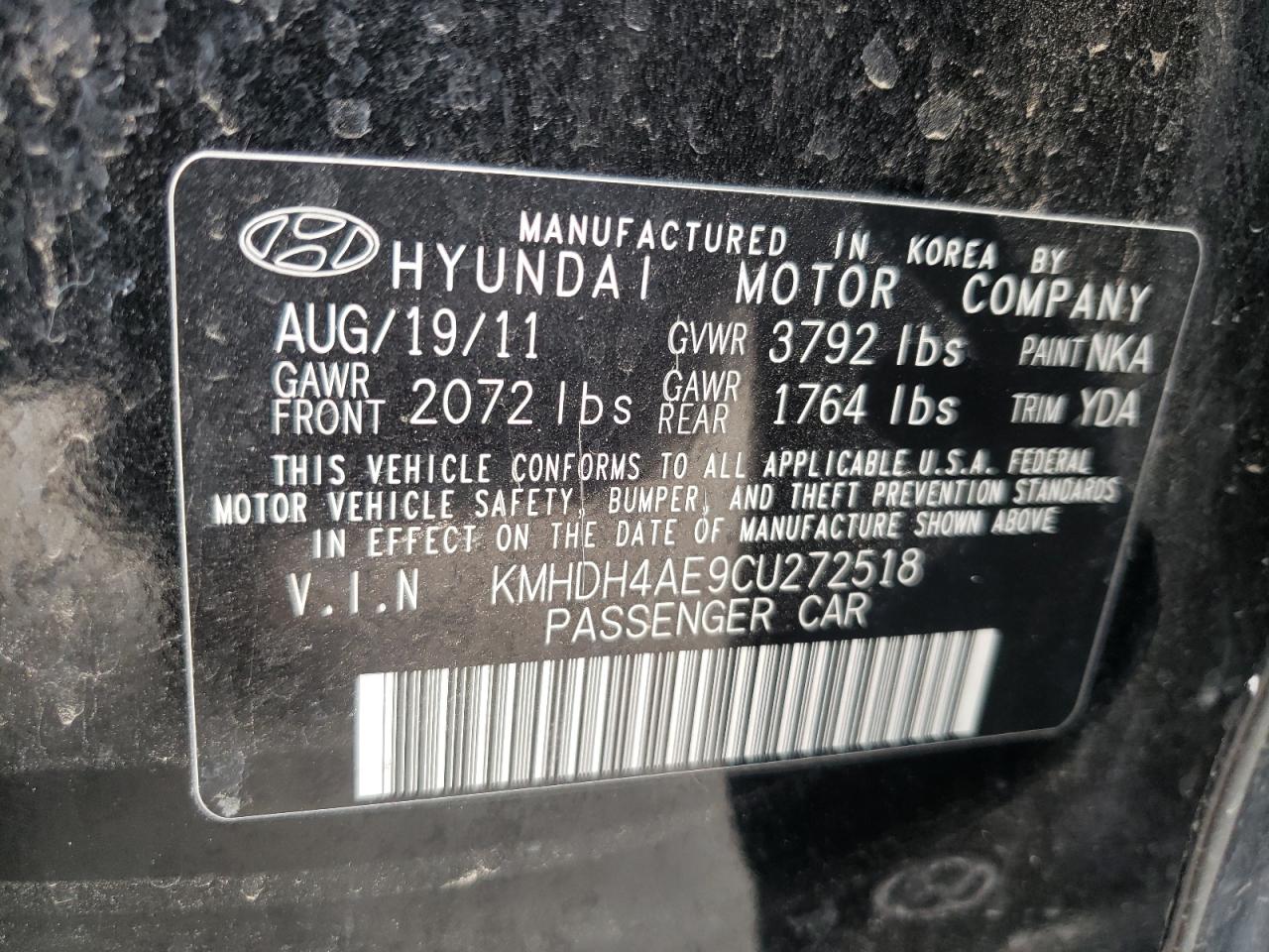 Photo 11 VIN: KMHDH4AE9CU272518 - HYUNDAI ELANTRA 