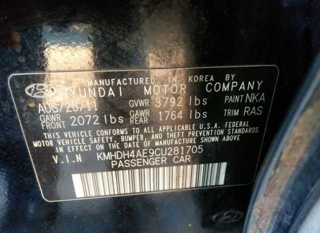 Photo 8 VIN: KMHDH4AE9CU281705 - HYUNDAI ELANTRA 