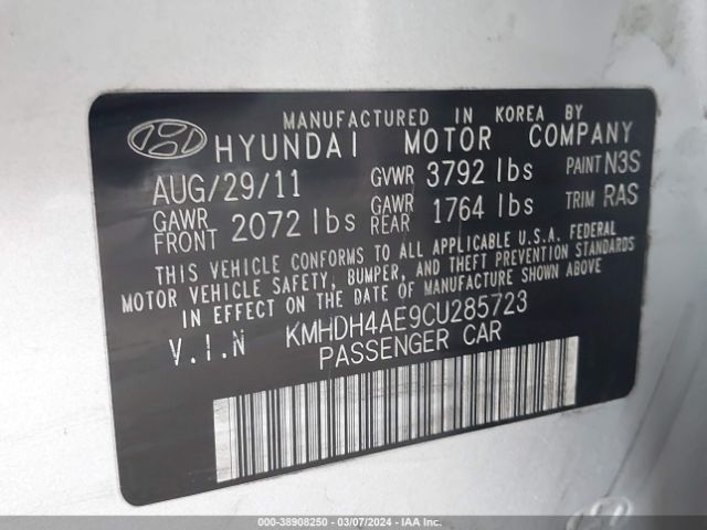 Photo 8 VIN: KMHDH4AE9CU285723 - HYUNDAI ELANTRA 