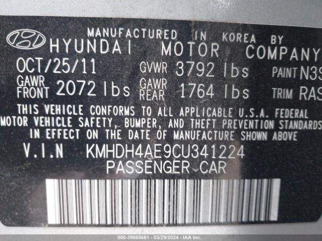 Photo 8 VIN: KMHDH4AE9CU341224 - HYUNDAI ELANTRA 