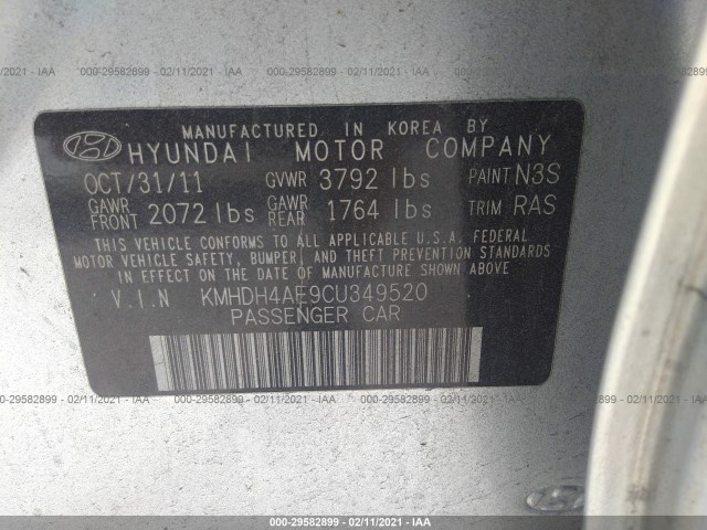 Photo 8 VIN: KMHDH4AE9CU349520 - HYUNDAI ELANTRA 