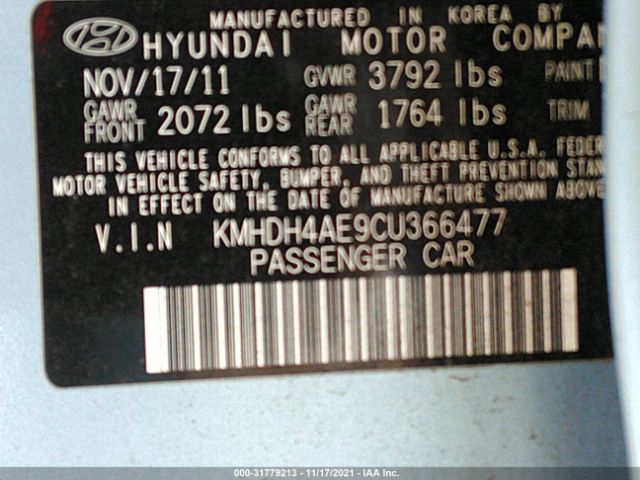 Photo 8 VIN: KMHDH4AE9CU366477 - HYUNDAI ELANTRA 