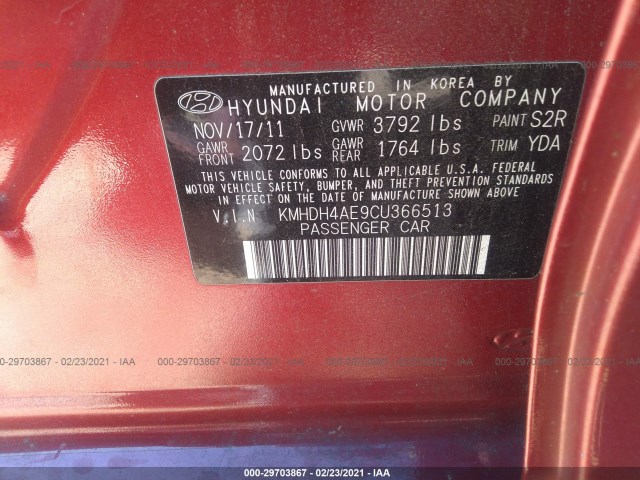 Photo 8 VIN: KMHDH4AE9CU366513 - HYUNDAI ELANTRA 