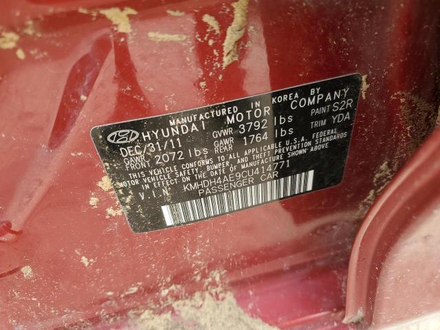 Photo 11 VIN: KMHDH4AE9CU414771 - HYUNDAI ELANTRA GL 