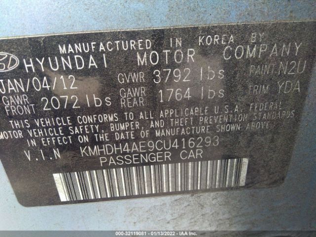 Photo 8 VIN: KMHDH4AE9CU416293 - HYUNDAI ELANTRA 