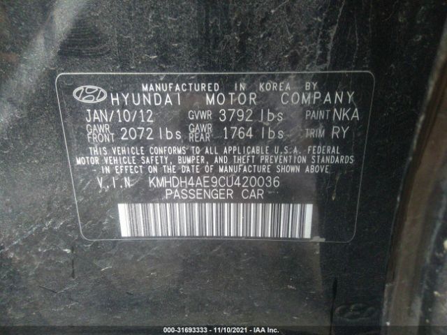 Photo 8 VIN: KMHDH4AE9CU420036 - HYUNDAI ELANTRA 