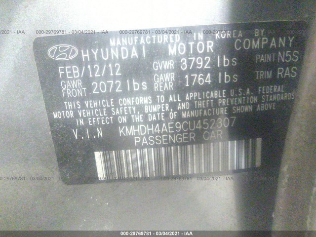 Photo 8 VIN: KMHDH4AE9CU452307 - HYUNDAI ELANTRA 