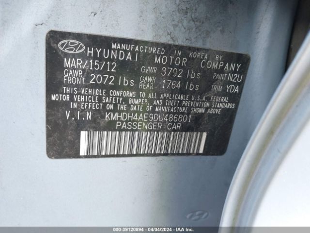 Photo 8 VIN: KMHDH4AE9DU486801 - HYUNDAI ELANTRA 