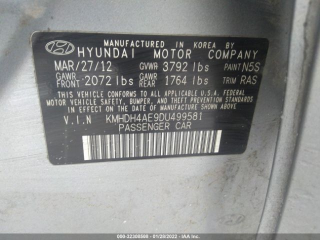 Photo 8 VIN: KMHDH4AE9DU499581 - HYUNDAI ELANTRA 