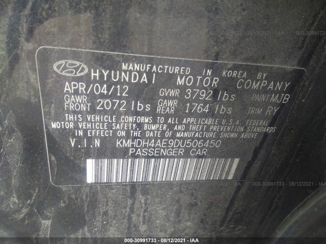 Photo 8 VIN: KMHDH4AE9DU506450 - HYUNDAI ELANTRA 