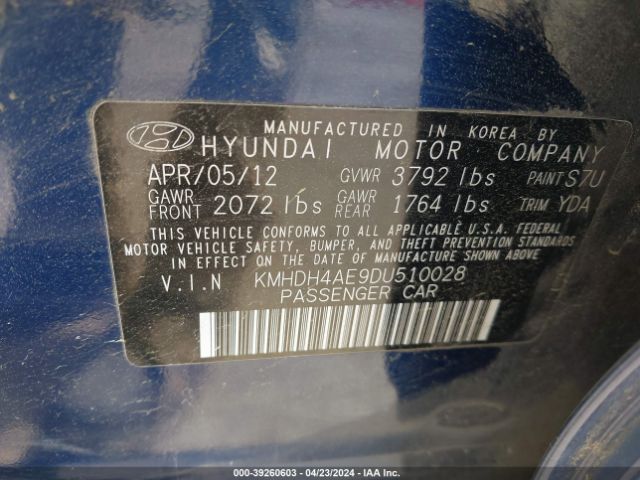 Photo 8 VIN: KMHDH4AE9DU510028 - HYUNDAI ELANTRA 