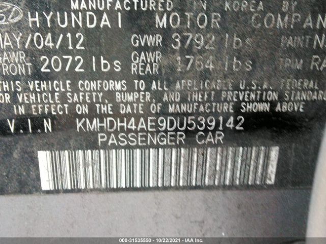 Photo 8 VIN: KMHDH4AE9DU539142 - HYUNDAI ELANTRA 