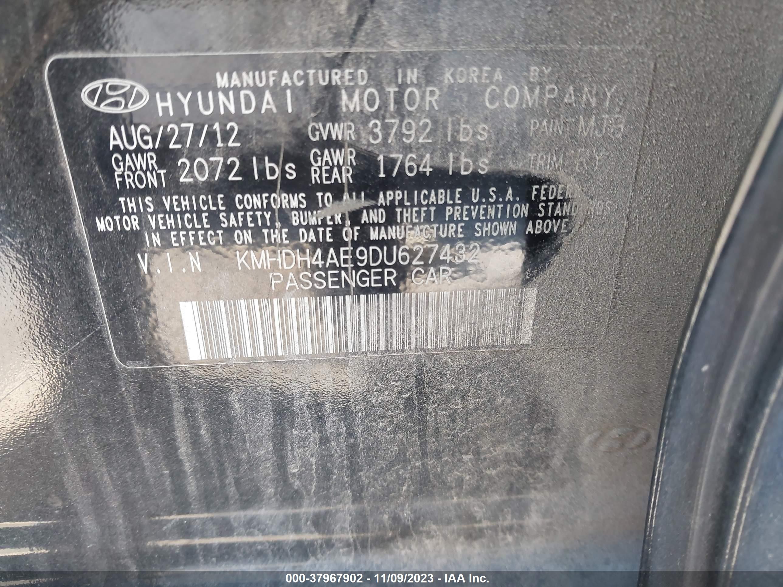 Photo 8 VIN: KMHDH4AE9DU627432 - HYUNDAI ELANTRA 