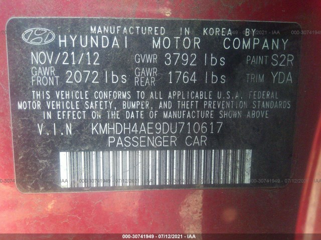 Photo 8 VIN: KMHDH4AE9DU710617 - HYUNDAI ELANTRA 