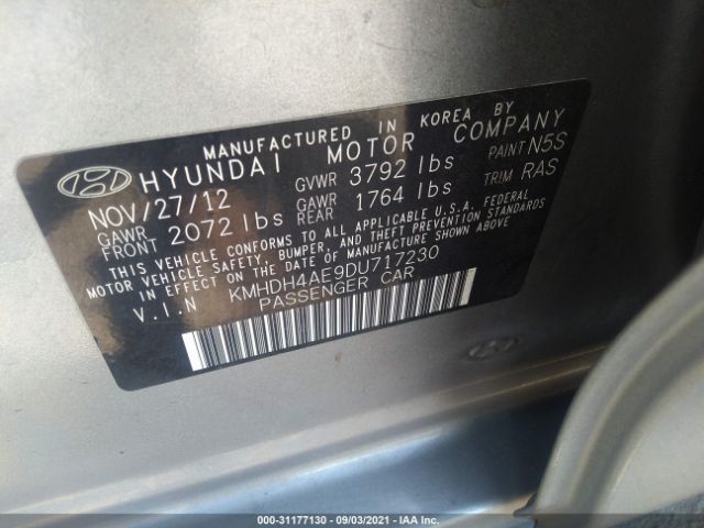 Photo 8 VIN: KMHDH4AE9DU717230 - HYUNDAI ELANTRA 