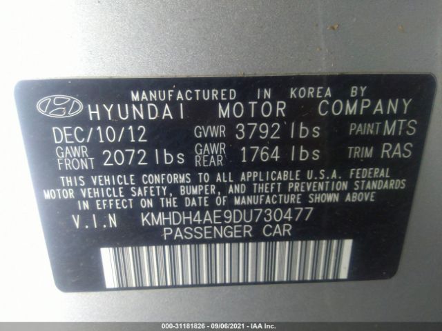 Photo 8 VIN: KMHDH4AE9DU730477 - HYUNDAI ELANTRA 