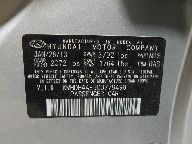 Photo 9 VIN: KMHDH4AE9DU779498 - HYUNDAI ELANTRA GL 