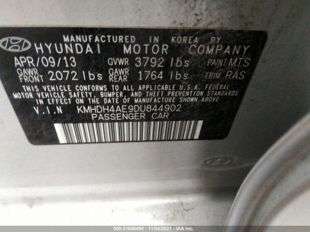 Photo 8 VIN: KMHDH4AE9DU844902 - HYUNDAI ELANTRA 